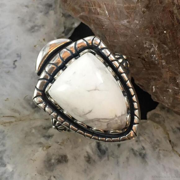 Carolyn Pollack Southwestern Style Sterling Silver Shield Howlite Ring For Women - Picture 1 of 10